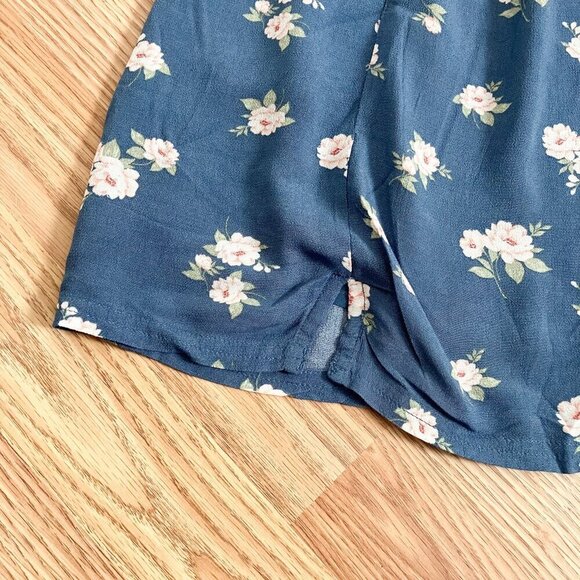 NWT American Eagle Blue Floral Elastic Waist Mini Skirt Size Large - Picture 4 of 8